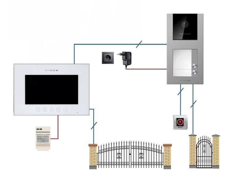 Wideodomofon Dwurodzinny Vidos X 2 Monitory M11W + S11-2 FullHD Podczerwień RFID MicroSD